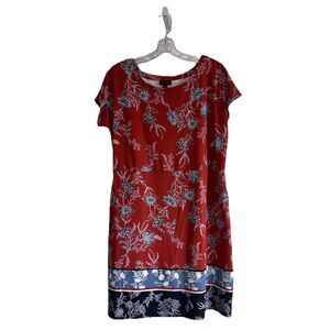 J. Jill Wearever Collection Floral Dress Pockets Size Large Petite Cap Sleeve